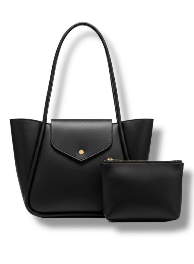 Women’s Black Shoulder Bag – Elegant Handbag for Work & University - Image 1