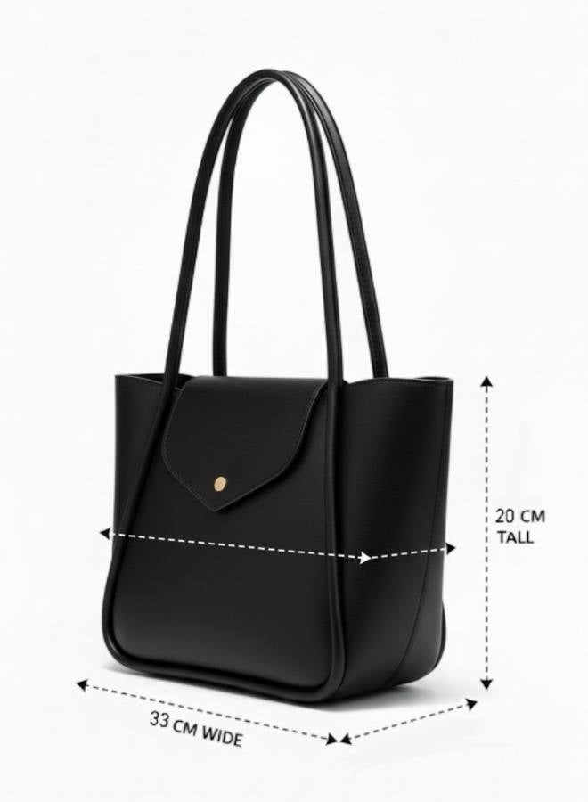 Women’s Black Shoulder Bag – Elegant Handbag for Work & University - Image 2