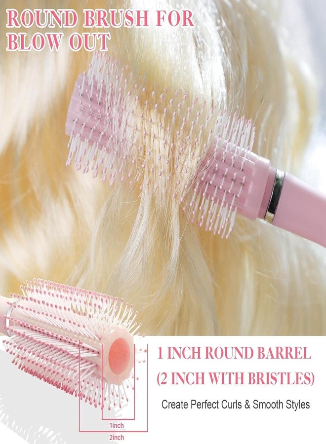 START MAKERS 6Pcs Hair Brush Set for Women Girls, Curl Defining Boar Bristle Detangling Hairbrush, Round Brush, Wide-Tooth Comb, Rat Tail Comb, Scalp Shampoo Brush for Curly Wet Dry Hair (Pink) - Image 3