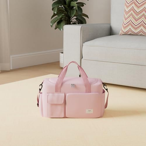FIORETTO Women's Gym Duffle Bag with Shoes Compartment, 37L Capacity, Ideal for Travel, Gym, Sports, Duffel, Weekender, Pink - Image 2