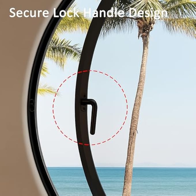360 Rotating Round Window  Black Aluminum Alloy Frame With Clear Tempered Glass, Waterproof Ventilation Porthole For Bathroom, Bedroom, Living Room (15.7 Inch) - Image 2