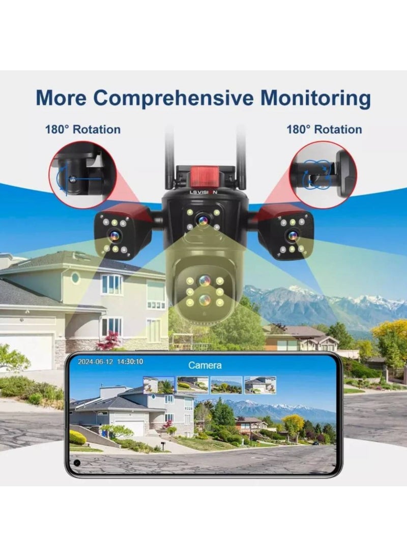 LS Vision 16MP WiFi IP Camera Network Camera Outdoor  Four Screens Five Lens PTZ Auto Tracking Waterproof CCTV Camera With 128GB Card  - Image 4