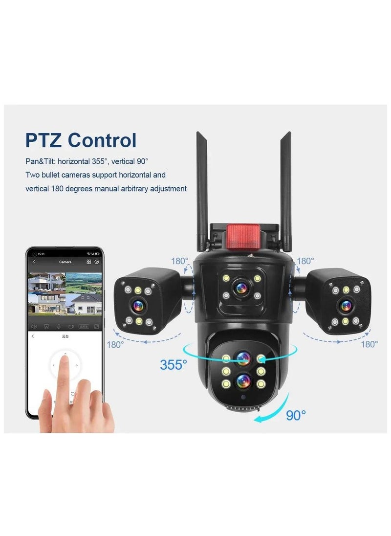 16MP WiFi IP Camera Network Camera Outdoor  Four Screens Five Lens PTZ Auto Tracking Waterproof CCTV Camera With 128GB Card
