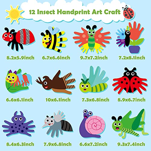 WATINC 12Pcs Spring Insect Handprint Art Craft Bug Crafts Butterfly Dragonfly Summer Springtime DIY Bug Kit Animal Themed Art Supplies Preschool Class Hand Print Activity Party Ornaments for Kids - Image 2