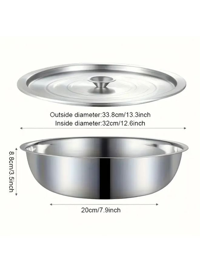Stainless Steel Bowl With Lid Rust Resistant Kitchen Basin For Cooking Baking - Image 3