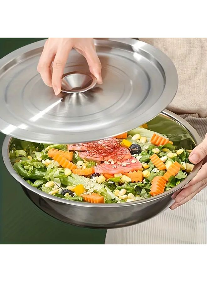 Stainless Steel Bowl With Lid Rust Resistant Kitchen Basin For Cooking Baking - Image 2