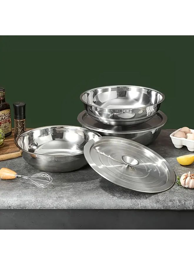 Stainless Steel Bowl With Lid Rust Resistant Kitchen Basin For Cooking Baking - Image 5
