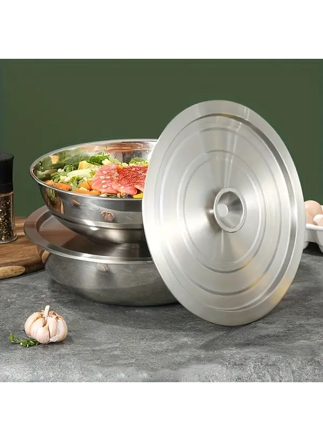 Stainless Steel Bowl With Lid Rust Resistant Kitchen Basin For Cooking Baking - Image 4