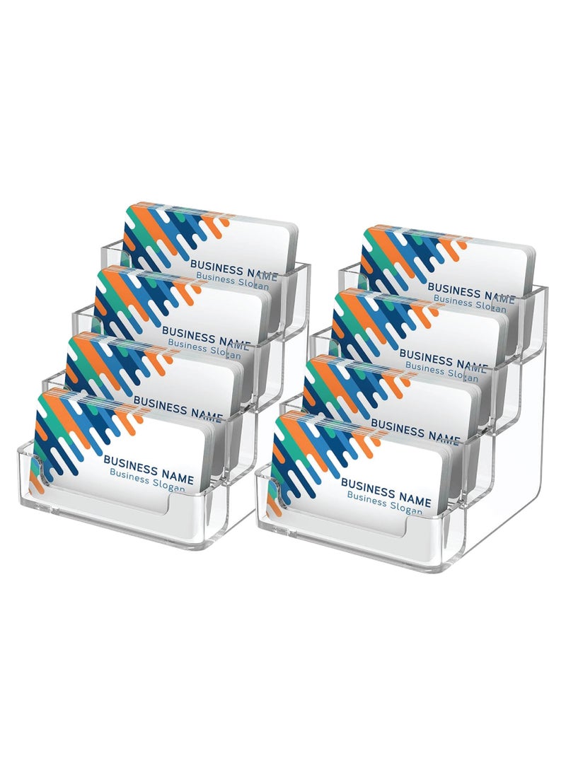 SMARTPOINTS Clear Business Card Holder 4 Pocket Business Card Display, Acrylic Business Card Stand for Desk or Counter with 4 Tier, 320 Card Capacity, 2 Pack  - Image 1