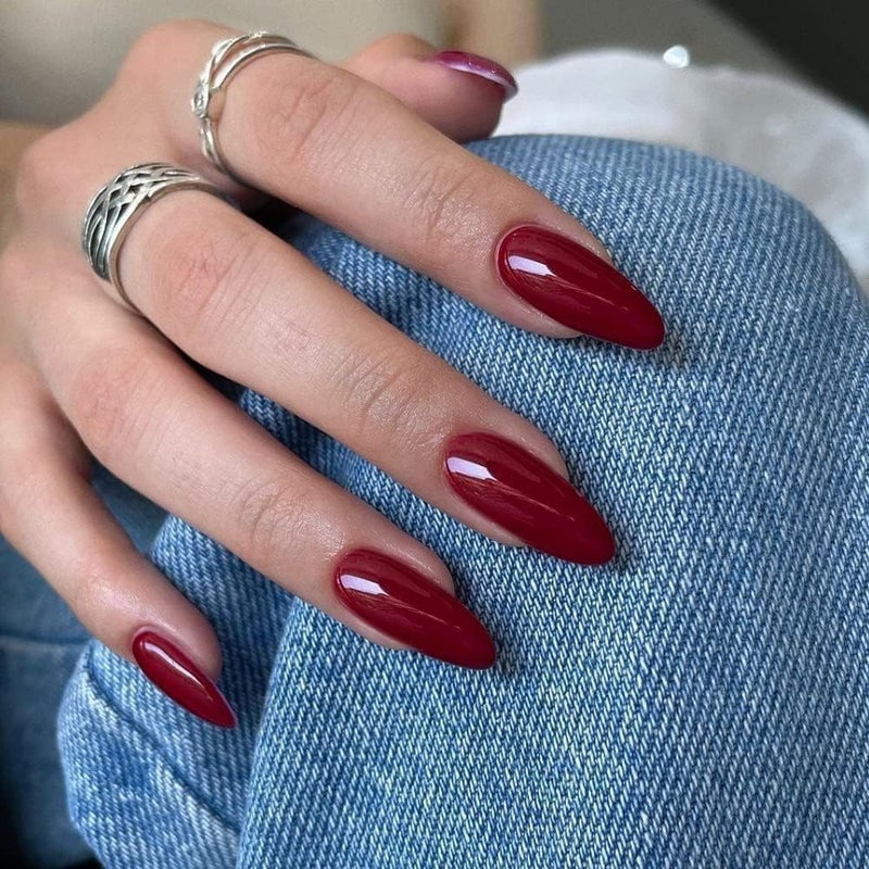 KLOSS BEAUTY KLOSS BEAUTY Cherry Gloss press on nails Artificial Nails Reusable Fake Nails Set of 22 false nails Universally sized nail extensions for women Press On nails Longlasting fake nails with Glue Christmas nails Glossy Finish - Image 1