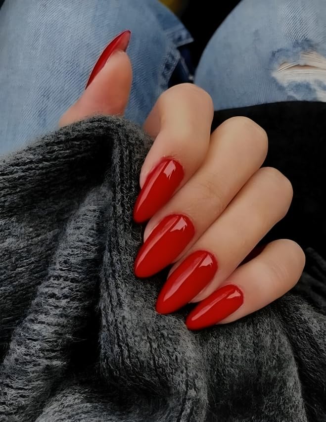 KLOSS BEAUTY KLOSS BEAUTY Cherry Gloss press on nails Artificial Nails Reusable Fake Nails Set of 22 false nails Universally sized nail extensions for women Press On nails Longlasting fake nails with Glue Christmas nails Glossy Finish - Image 3