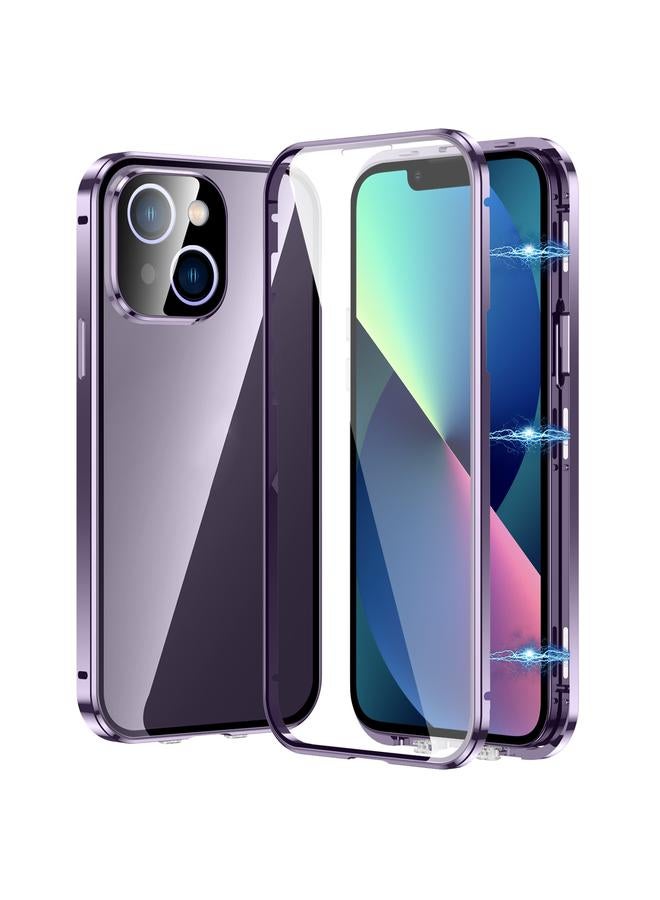 زبون جراب لهاتف iPhone 13 مزود بمشبك مغناطيسي مزدوج عالي الدقة من الزجاج المقوى - Image 1