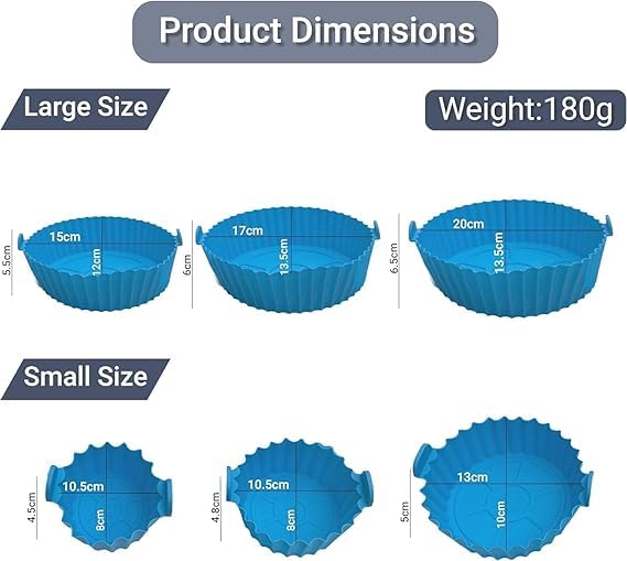 ruone enterprise ruone enterprise 6 Pcs Round Reusable NonStick air Fryer Accessories Silicone Coating Pot BasketMulticolor 6 Pcs Set  - Image 2