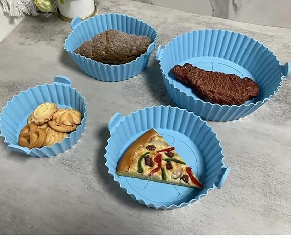 ruone enterprise ruone enterprise 6 Pcs Round Reusable NonStick air Fryer Accessories Silicone Coating Pot BasketMulticolor 6 Pcs Set  - Image 4