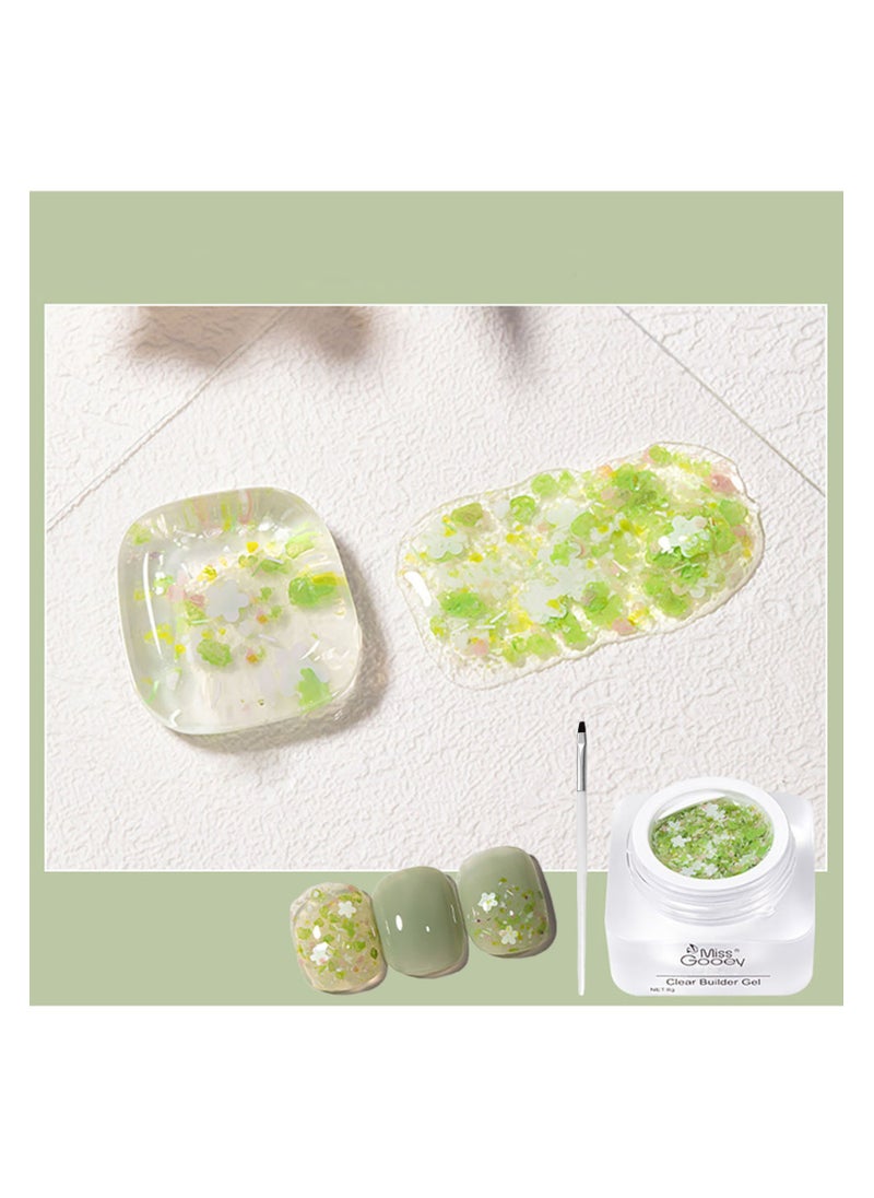 Miss Gooey Nail Polish Colors Cream Solid Gel Colorful Waterproof Canned Field Flowers With ice Quick Dry 60 Seconds Salon-Quality Bright Soak off UV Lamp Required Home DIY Manicure 8g with Brush  - Image 1