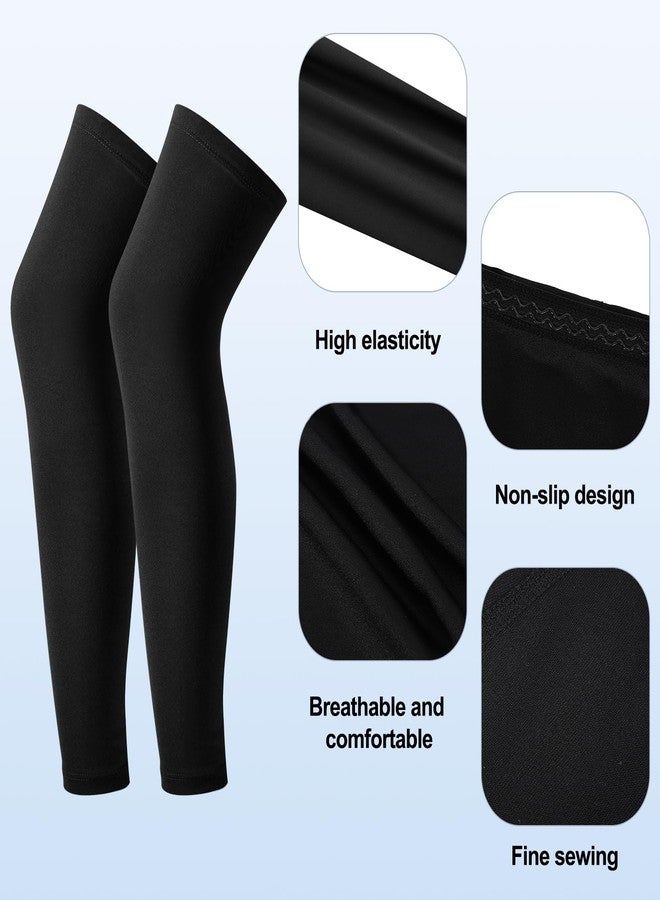 Cptoion 4 Pairs Kids Long Compression Leg Sleeves - Non Slip UV Protection Full Length Sleeves for Boys & Girls (Black, White, Blue, Grey) - Image 3