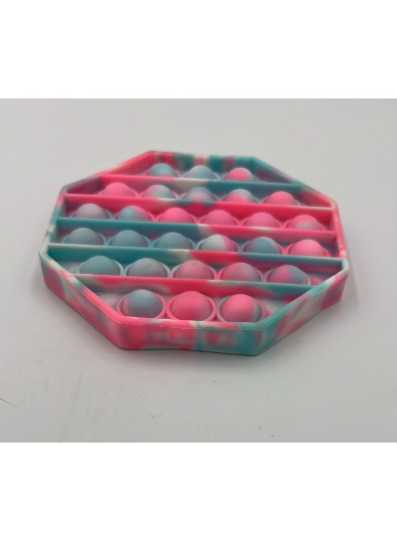 ToySchool Push Bubbles Pop Fidget Hexagon Blue Pink Round Shape 5 inch - Image 3
