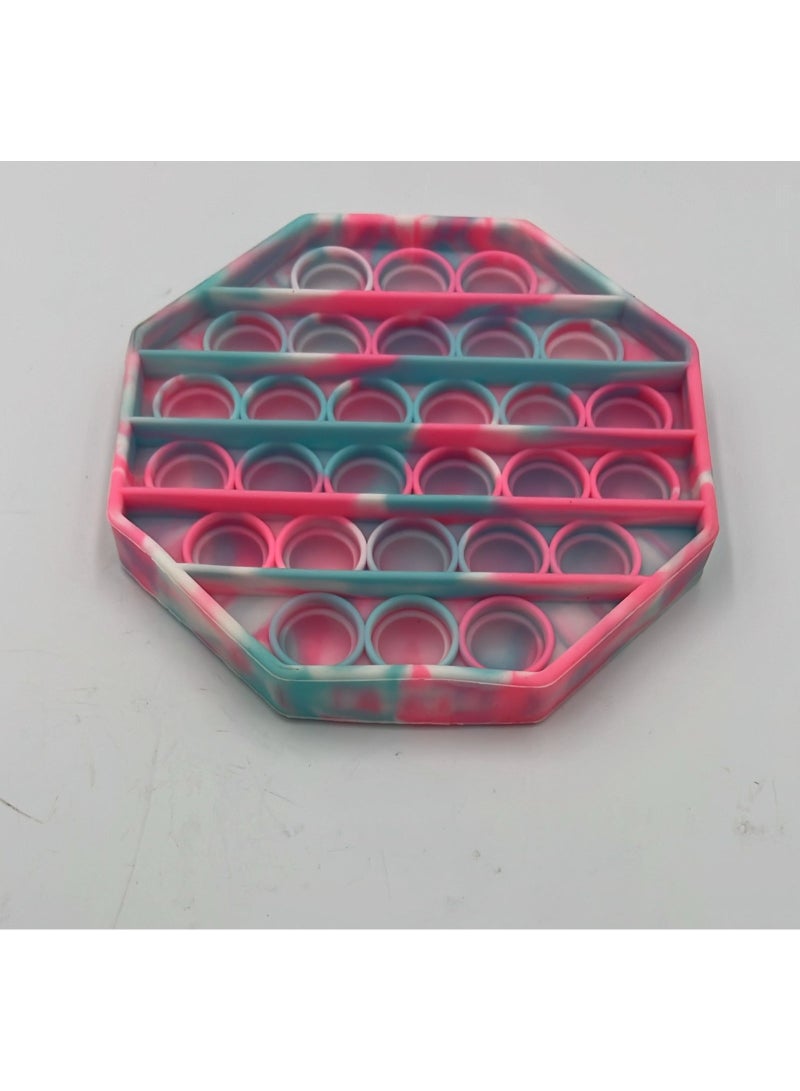 ToySchool Push Bubbles Pop Fidget Hexagon Blue Pink Round Shape 5 inch - Image 4