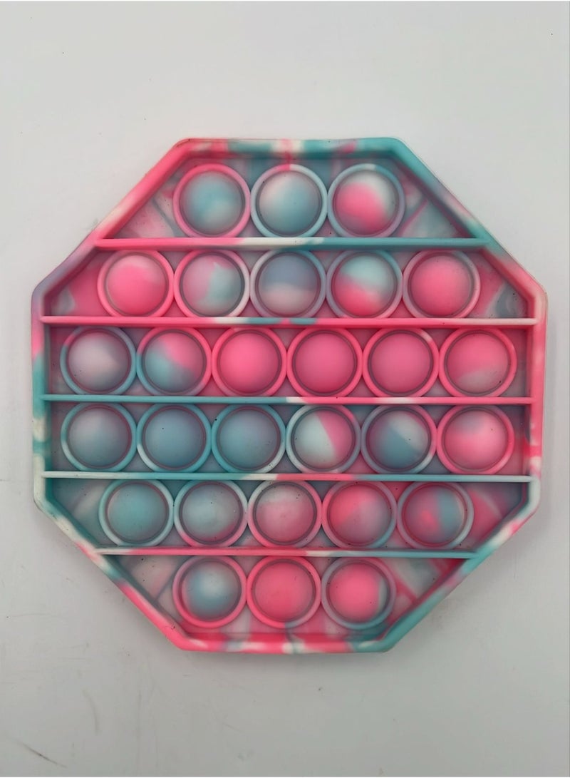 ToySchool Push Bubbles Pop Fidget Hexagon Blue Pink Round Shape 5 inch - Image 2
