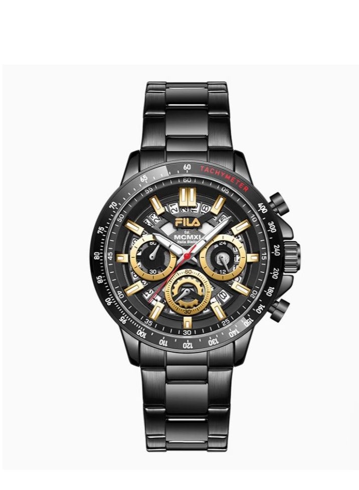 FILA ساعة يد كرونوغراف ثلاثية العيون متعددة الوظائف للرجال، هدية للأصدقاء الذكور - Image 1