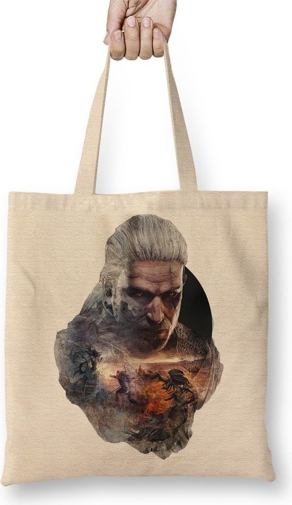 Baskı Dükkanı Print Shop The Witcher Geralt Of Rivia Tote Bag Long Handle 