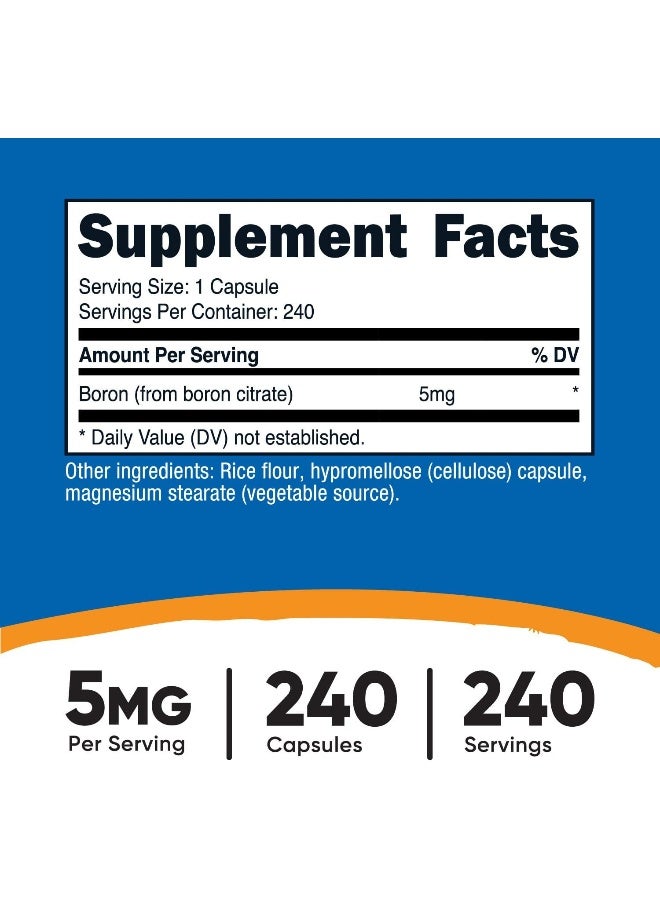 Nutricost Boron Capsules 5mg, 240 Vegetarian Capsules - Gluten Free and Non-GMO - Image 2