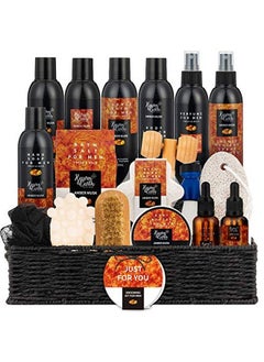 Birthday Spa Gift Basket For Men. Amber Musk Scented Spa Gift Set For Men 100% Natural & Paraben Free. Holiday Relaxation Gift For Men Husband Boyfriend (Just For You Tag)