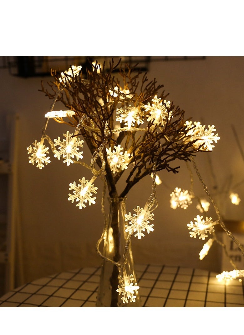 Oasis Casa 3M 20 LED Snowflake Fairy String Lights – Warm White, Battery Operated (2x AA), Constant On, Christmas Winter Decor for Bedroom, Wall, Window, Party, Indoor & Outdoor Ambience  - Image 1