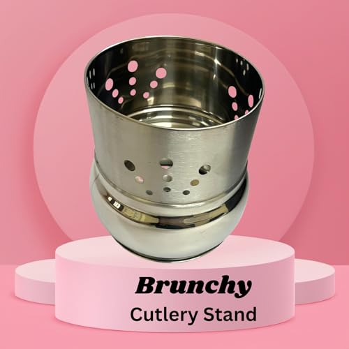 Brunchy Multipurpose Stainless Steel Cutlery Stand - Round Spoon Stand for Kitchen Steel, Spoon Stand Steel, Knife Holder for Kitchen & Dining, Steel Spoon Holder (Medium Jug) - Image 3