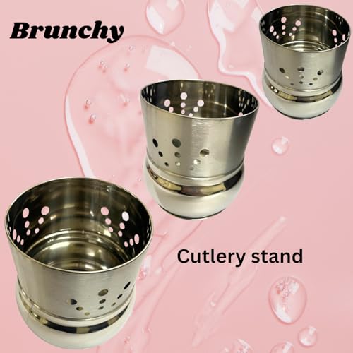 Brunchy Multipurpose Stainless Steel Cutlery Stand - Round Spoon Stand for Kitchen Steel, Spoon Stand Steel, Knife Holder for Kitchen & Dining, Steel Spoon Holder (Medium Jug) - Image 4