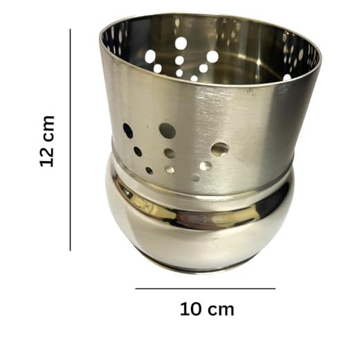 Brunchy Multipurpose Stainless Steel Cutlery Stand - Round Spoon Stand for Kitchen Steel, Spoon Stand Steel, Knife Holder for Kitchen & Dining, Steel Spoon Holder (Medium Jug) - Image 2
