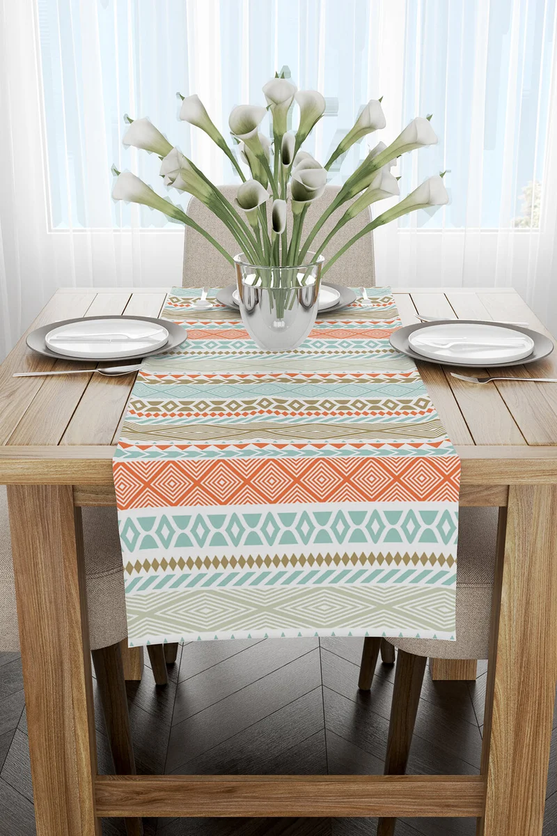 Cango Home Scandinavian Ethnic Orange Blue Runner