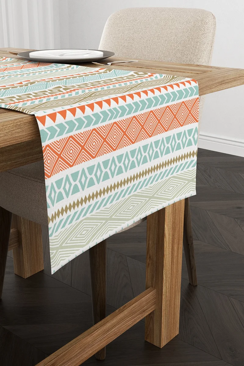 Cango Home Scandinavian Ethnic Orange Blue Runner