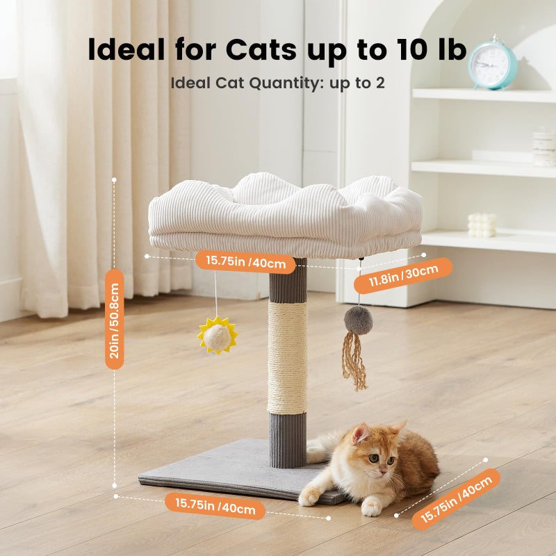Gardner Pet 20" Cat Tree Corduroy, Solid Wood Small Cat Tree for Kittens & Indoor Cats (Grey, Square-Corduroy) - Image 5