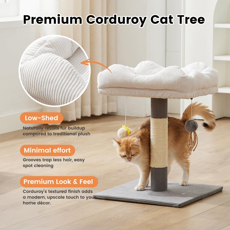 Gardner Pet 20" Cat Tree Corduroy, Solid Wood Small Cat Tree for Kittens & Indoor Cats (Grey, Square-Corduroy) - Image 2