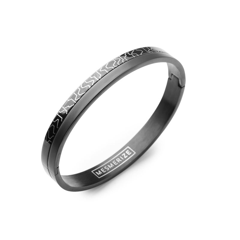 Mesmerize Stainless Steel Sirius Openable Oval Designer Kada Bracelets | Bracelet for Men and Boys |Designs| Waterproof, Anti-tarnish, Rust-free, Skin friendly | 8 mm Bracelets for Men | 6-Month Warranty - Image 1