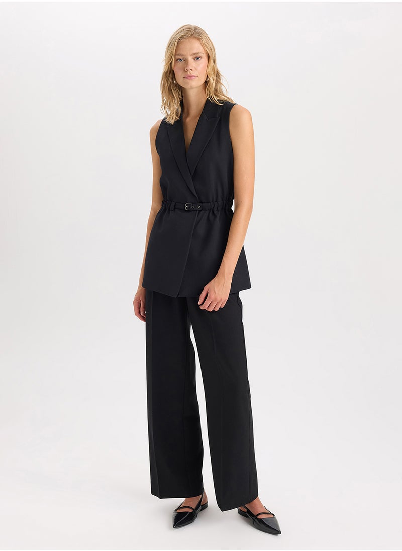 DeFacto Regular Fit Jacket Collar Basic Belted Sleeveless Blazer Vest  - Image 3
