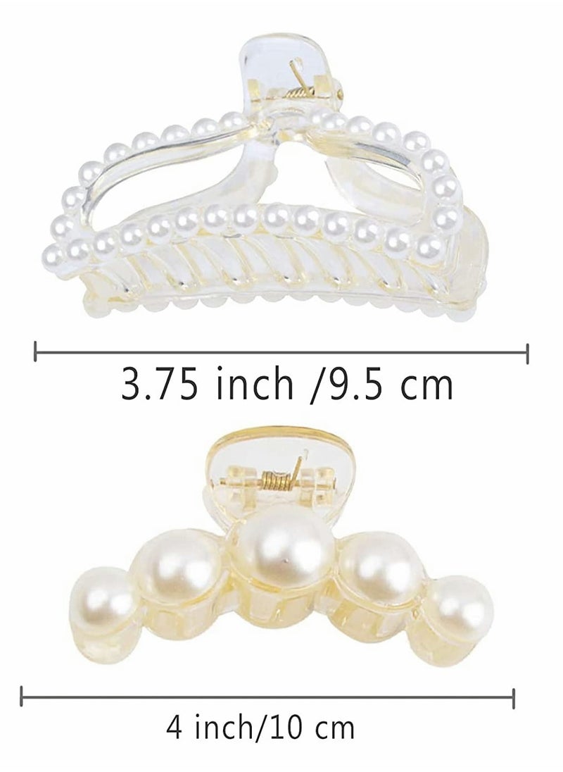 SYOSI - Large Pearl Hair Claw Clips, White Hair Clips, Thick Pearl Jaw Clips, Barrettes Hair Accessories, Hair Claw Clips for Women and Girls Fashion Hair Accessories, for Gift5 Pcs - Image 1