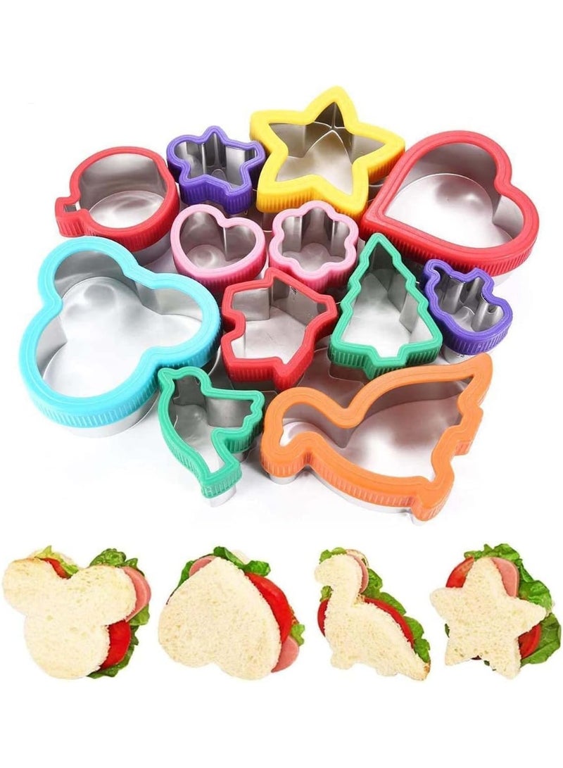12 قطعة مع مجموعة قطع كوكي للأطفال ، تشكيل سكين ساندويتش ، قطع الخضروات ، نموذج الطعام المرح ، سهل التنظيف ومقاومة للقذرة ، مناسبة للأطفال الخبز والمطبخ المساعدات - Image 1