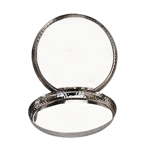 Only Rajesh Premium Stainless Steel Dinner Plates Set of 4 - Hammered Finish, Steel Thali for Lunch, Dinner Plate, Tiffin Plates, Dishwasher Safe I 1 Year Warranty - Image 2
