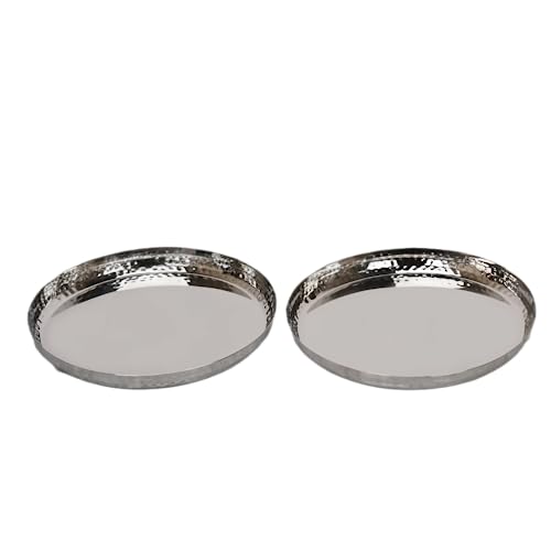 Only Rajesh Premium Stainless Steel Dinner Plates Set of 4 - Hammered Finish, Steel Thali for Lunch, Dinner Plate, Tiffin Plates, Dishwasher Safe I 1 Year Warranty - Image 3