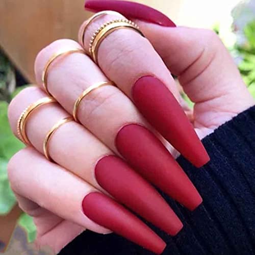 Outyua Halloween Matte Super Long False Nails Coffin Ballerina Extra Long Press on Nails Acrylic Fake Nails Acrylic Full Cover Nails 24Pcs - Image 3