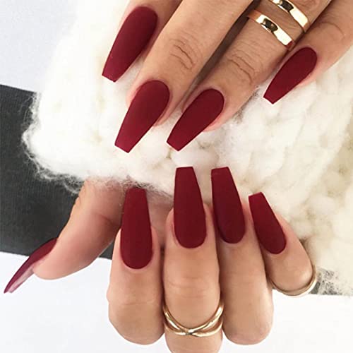 Outyua Halloween Matte Super Long False Nails Coffin Ballerina Extra Long Press on Nails Acrylic Fake Nails Acrylic Full Cover Nails 24Pcs - Image 4
