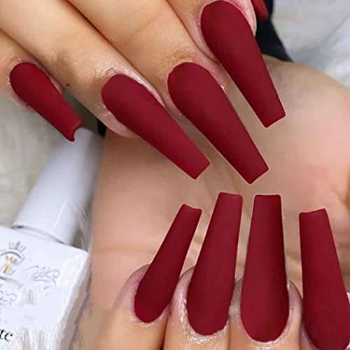 Outyua Halloween Matte Super Long False Nails Coffin Ballerina Extra Long Press on Nails Acrylic Fake Nails Acrylic Full Cover Nails 24Pcs - Image 2