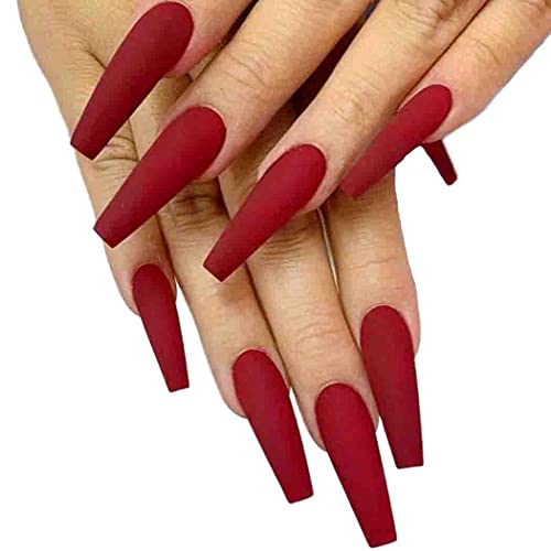 Outyua Halloween Matte Super Long False Nails Coffin Ballerina Extra Long Press on Nails Acrylic Fake Nails Acrylic Full Cover Nails 24Pcs - Image 1