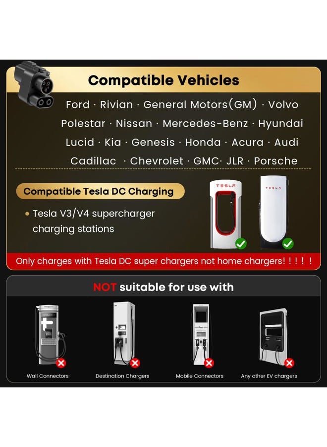Autodecor 1Up NACS to CCS Adapter, 500A/1000V fit for V3/V4 Tesla Supercharger, Nacs DC Adapter Compatible with Ford, Rivian, GM, Volvo, Polestar, Nissan, Mercedes-Benz, Hyundai, Lucid, Kia, Genesis - Image 2