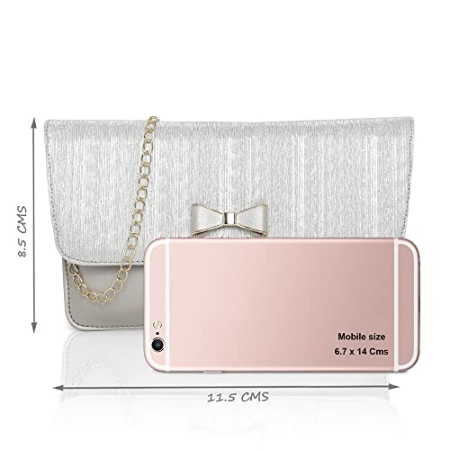 Lavie Women's Gilter Envelope Clutch | Ladies Purse Handbag, Silver - Image 4