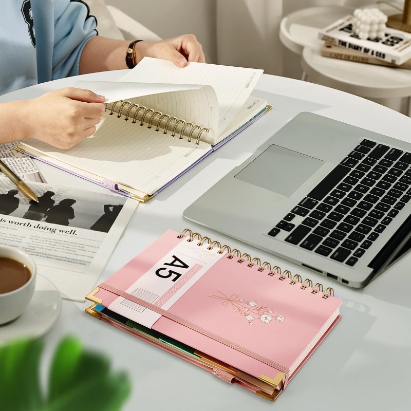 Ovesmusl Hardcover Spiral Notebooks 6.1" X 8.4" Note Taking 5 Subject Notebook College Ruled with Dividers 240 Pages 100GSM Aesthetic Spiral Notebook for Work School Cute Journals for Women Writing, Pink - Image 5