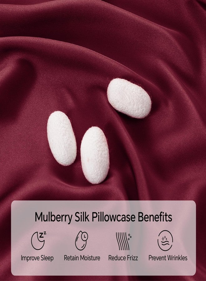 INFIIXSO Silk Pillow Cases 2 Pack Standard Size, Ultra Smooth & Soft Mulberry Silk Pillow Case for Hair and Skin, Breathable Cooling Silk Pillowcase with Hidden Zipper (Burgundy, 20x26 Inches) - Image 2