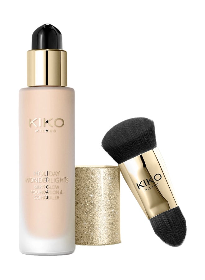 KIKO MILANO Holiday Wonderlights Silky Glow Foundation And Concealer Porcelain  - Image 1